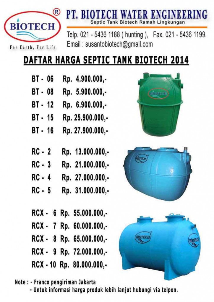 daftar harga septic tank biotech